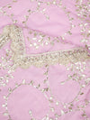 Pink Georgette Dupatta with Hand Gota Patti Work (Size: 2.5x1 m Approx)