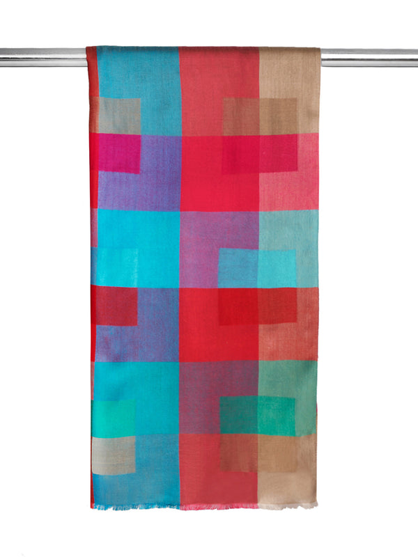 Bamboo Silk Women Stole with Contemporary Checkered Weave | Soft Drape | 80×28 Inches