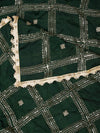 Bottle Green Chinon Dupatta with Gold Grid Embellishment (Size: 2.5x1 m Approx)