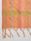 Peach Chanderi Silk Dupatta with Gold Zari Stripes (Size: 2.5x1 m Approx)