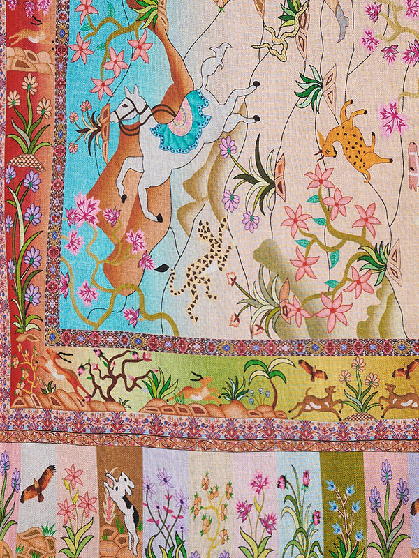 Bamboo Silk Heritage Printed Women Stole | Elegant Artisanal Statement Wrap (80 × 28 Inches)