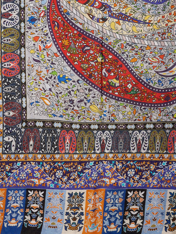 Bamboo Silk Heritage Printed Mens Stole | Refined Traditional Statement Wrap (80 × 28 Inches)