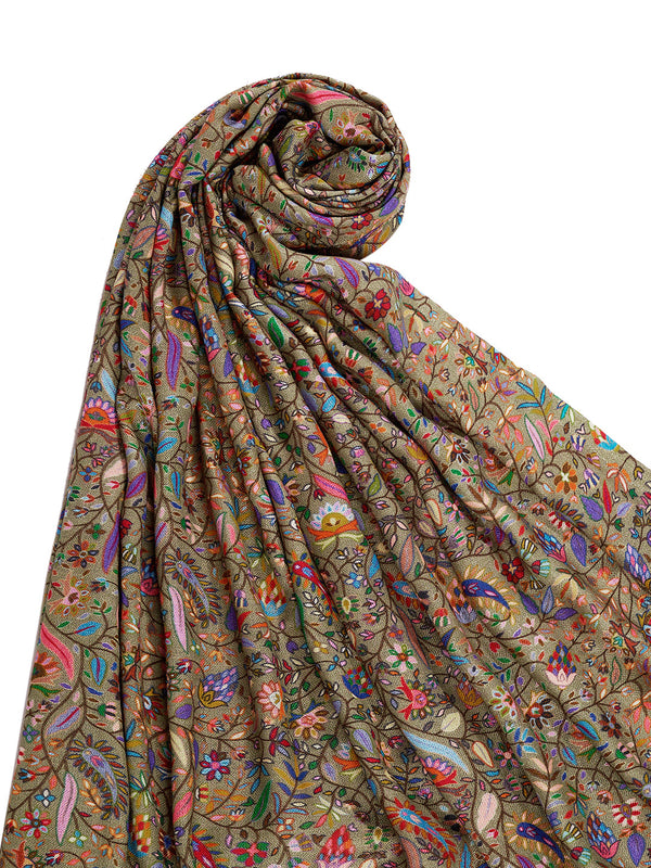 Printed Bamboo Silk Women Shawl – Bottle Green Floral Statement Wrap (80 x 40 Inches)