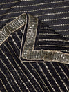 Black Chinon Dupatta with Gold Stripe Sequin Work & Gota Border (Size: 2.5x1 m Approx)