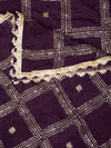 Purple Chinon Dupatta with Gold Grid Embellishment (Size: 2.5x1 m Approx)