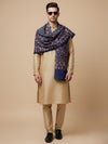 Bamboo Silk Blue Kashmiri Mens Stole with Classic Paisley Weave | Elegant Ethnic Accessory | 80×28 Inches