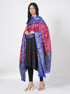 Bandhani Banarasi Gharchola Silk Dupatta in Pink & Royal Blue (Size: 2.5x1 m Approx)