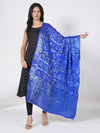 Blue Bandhani Banarasi Gharchola Silk Dupatta with Zari Border (Size: 2.5x1 m Approx)