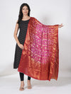 Bandhani Banarasi Gharchola Silk Dupatta in Pink & Red (Size: 2.5x1 m Approx)