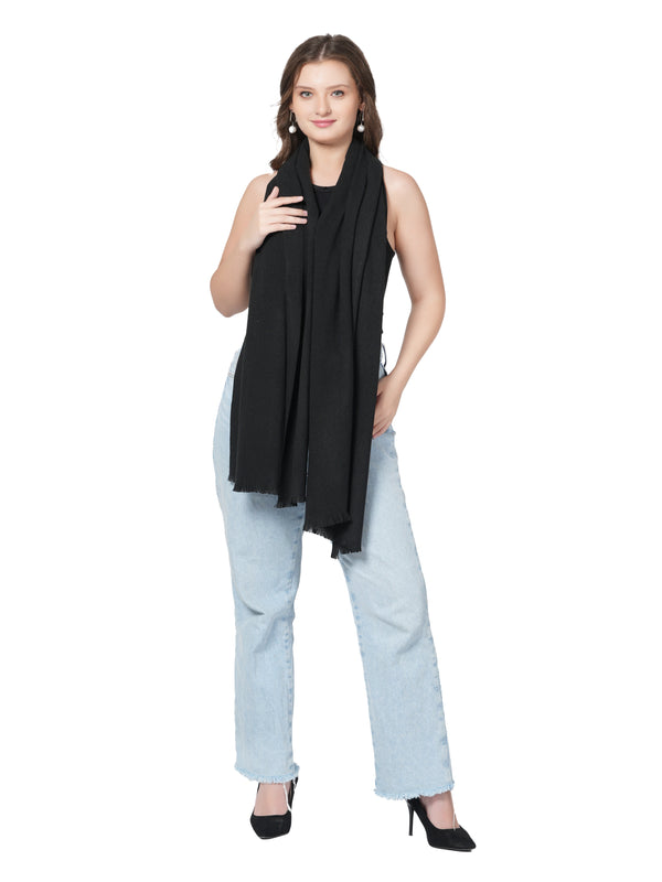 Solid Woolen Women Stole | Classic Minimal Wrap (80 × 28 Inches)