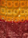 Bandhani Banarasi Gharchola Silk Dupatta in Yellow & Maroon (Size: 2.5x1 m Approx)