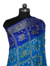 Bandhani Banarasi Gharchola Silk Dupatta in Sky Blue & Royal Blue (Size: 2.5x1 m Approx)