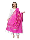 Pink Banarasi Silk Dupatta with Woven Butti Motifs & Zari Border (Size: 2.5x1 m Approx)