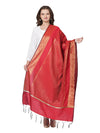 Deep Red Banarasi Silk Dupatta with Woven Gold Zari Butti & Ornate Border (Size: 2.5x1 m Approx)