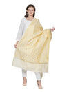 Ivory Gold Banarasi Silk Dupatta with Elegant Woven Floral Jaal (Size: 2.5x1 m Approx)