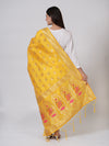 Yellow Paithani Silk Dupatta with Traditional Peacock Motifs (Size: 2.5x1 m Approx)