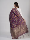Purple Paithani Silk Dupatta with Floral Zari Jaal & Traditional Border (Size: 2.5x1 m Approx)