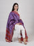 Royal Purple Paithani Silk Dupatta with Geometric Motifs & Contrast Zari Border (Size: 2.5x1 m Approx)