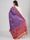 Royal Purple Paithani Silk Dupatta with Geometric Motifs & Contrast Zari Border (Size: 2.5x1 m Approx)