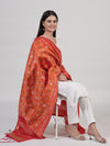 Orange Paithani Silk Dupatta with Geometric Motifs & Contrast Zari Border (Size: 2.5x1 m Approx)