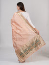 Peach Paithani Silk Dupatta with Gold Zari Butti & Traditional Border (Size: 2.5x1 m Approx)