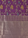 Purple Paithani Silk Dupatta with Floral Zari Jaal & Traditional Border (Size: 2.5x1 m Approx)