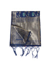Blue Paithani Silk Dupatta with Floral Zari Jaal & Traditional Border (Size: 2.5x1 m Approx)