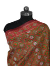 Brown Paithani Silk Dupatta with Geometric Motifs & Contrast Zari Border (Size: 2.5x1 m Approx)