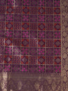 Purple Paithani Silk Dupatta with Geometric Zari Jaal & Traditional Border (Size: 2.5x1 m Approx)