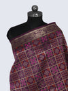 Purple Paithani Silk Dupatta with Geometric Zari Jaal & Traditional Border (Size: 2.5x1 m Approx)