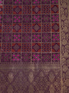 Wine Paithani Silk Dupatta with Geometric Zari Jaal & Traditional Border (Size: 2.5x1 m Approx)