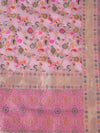 Pink Kashmiri Silk Dupatta with Multicolour Floral Vine Weave & Zari Border (Size: 2.5x1 m Approx)