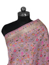 Pink Kashmiri Silk Dupatta with Multicolour Floral Vine Weave & Zari Border (Size: 2.5x1 m Approx)