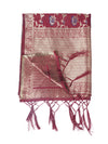 Wine Paithani Silk Dupatta with Floral Zari Jaal & Traditional Border (Size: 2.5x1 m Approx)