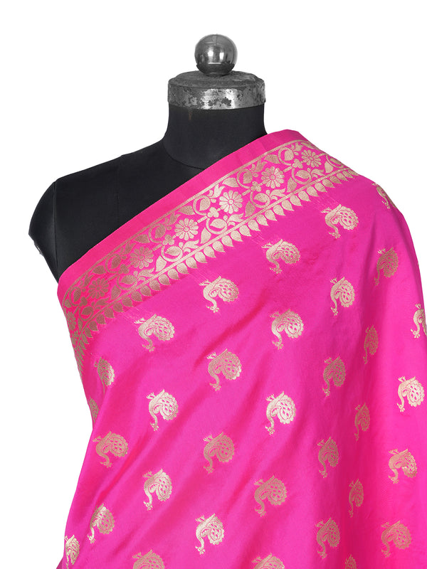 Rani Paithani Silk Dupatta with Traditional Peacock Motifs (Size: 2.5x1 m Approx)