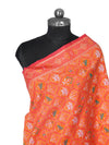 Orange Paithani Silk Dupatta with Geometric Motifs & Contrast Zari Border (Size: 2.5x1 m Approx)