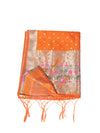 Orange Paithani Silk Dupatta with Gold Zari Butti & Traditional Border (Size: 2.5x1 m Approx)