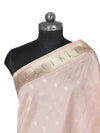 Peach Paithani Silk Dupatta with Gold Zari Butti & Traditional Border (Size: 2.5x1 m Approx)