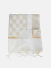 White Banarasi Silk Dupatta with Woven Butti Motifs & Zari Border (Size: 2.5x1 m Approx)