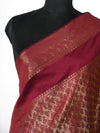 Maroon Banarasi Silk Dupatta with Gold Zari Buti & Ornate Border (Size: 2.5x1 m Approx)