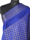 Blue Banarasi Silk Dupatta with Gold Zari Buti & Ornate Border (Size: 2.5x1 m Approx)