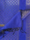 Blue Banarasi Silk Dupatta with Gold Zari Buti & Ornate Border (Size: 2.5x1 m Approx)