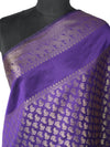 Purple Banarasi Silk Dupatta with Gold Zari Buti & Ornate Border (Size: 2.5x1 m Approx)