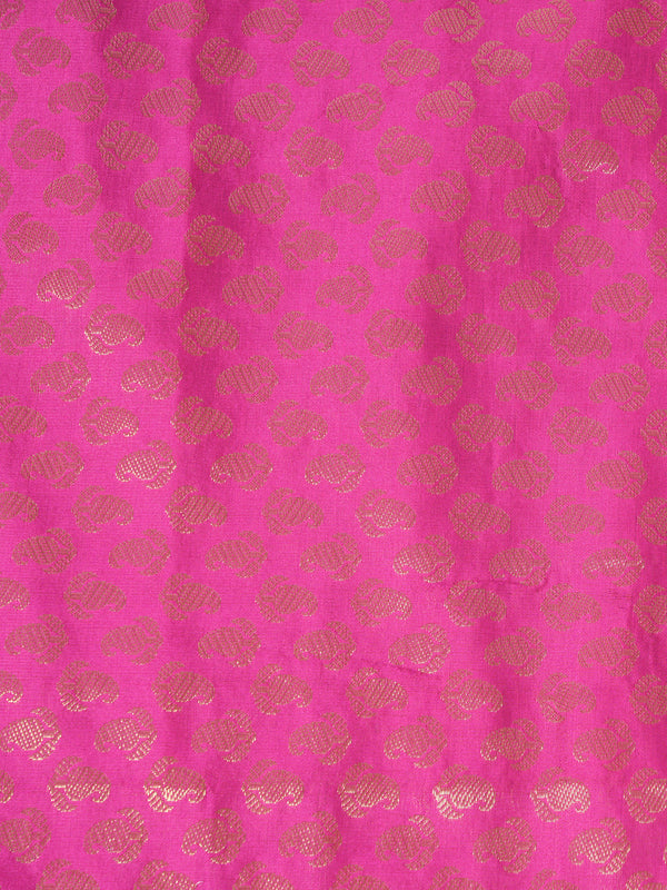 Rani Banarasi Silk Dupatta with Gold Zari Buti & Ornate Border (Size: 2.5x1 m Approx)