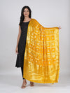Gold Bandhani Banarasi Gharchola Silk Dupatta with Zari Border (Size: 2.5x1 m Approx)