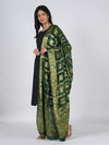 Bottle Green Bandhani Banarasi Gharchola Silk Dupatta with Zari Border (Size: 2.5x1 m Approx)