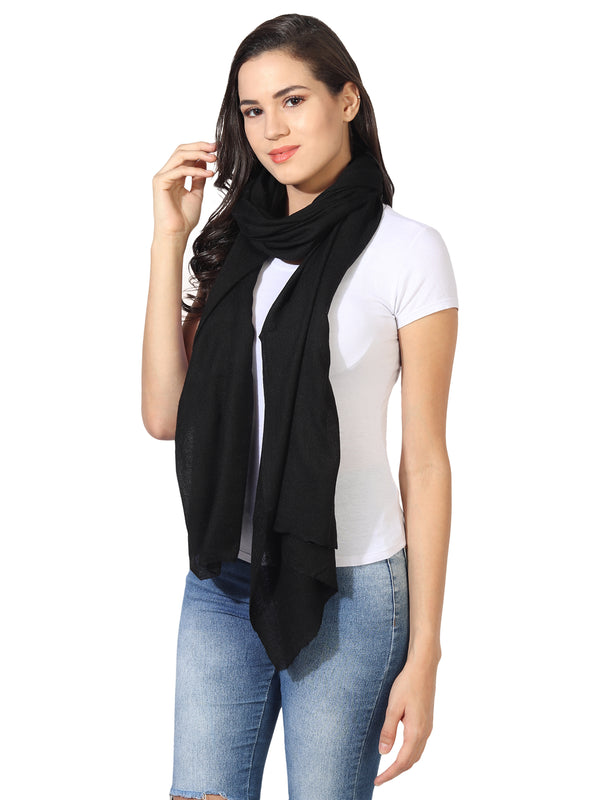 Micro Wool Solid Women Stole | Lightweight Essential (80 × 28 Inches)