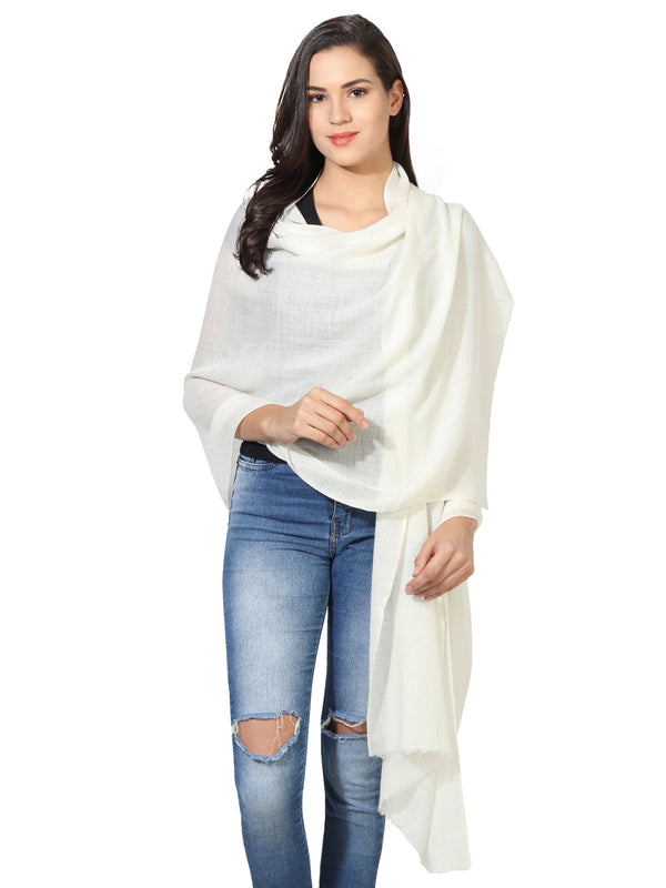 Micro Wool Solid Women Stole | Lightweight Essential (80 × 28 Inches)
