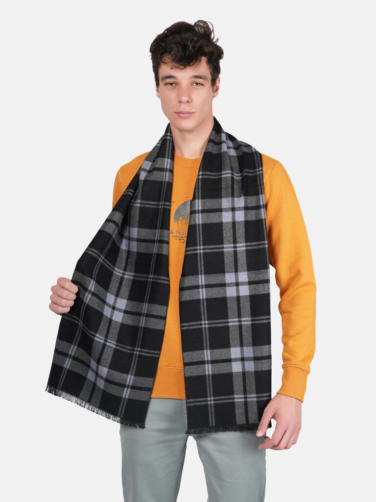 Woven Reversible Printed Men's Wool & Acrylic Muffler