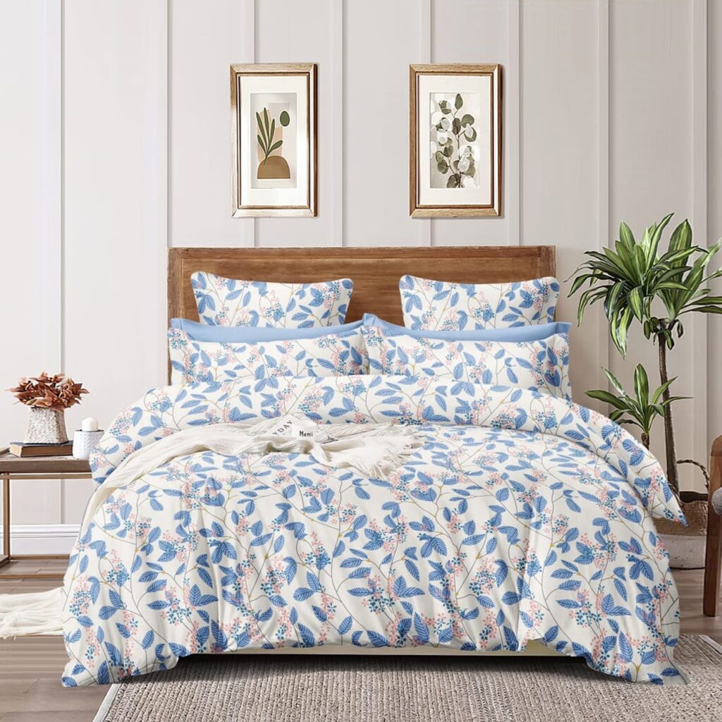INDHOME LIFE Botanical Elastic Fitted Bedsheet – Cotton Blend, 78x72 Inches - Image 5